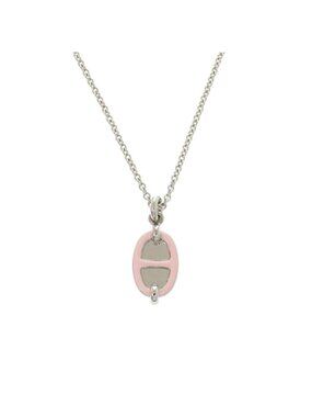 Hermes Mini Maillon Rose Kander Silver Necklace